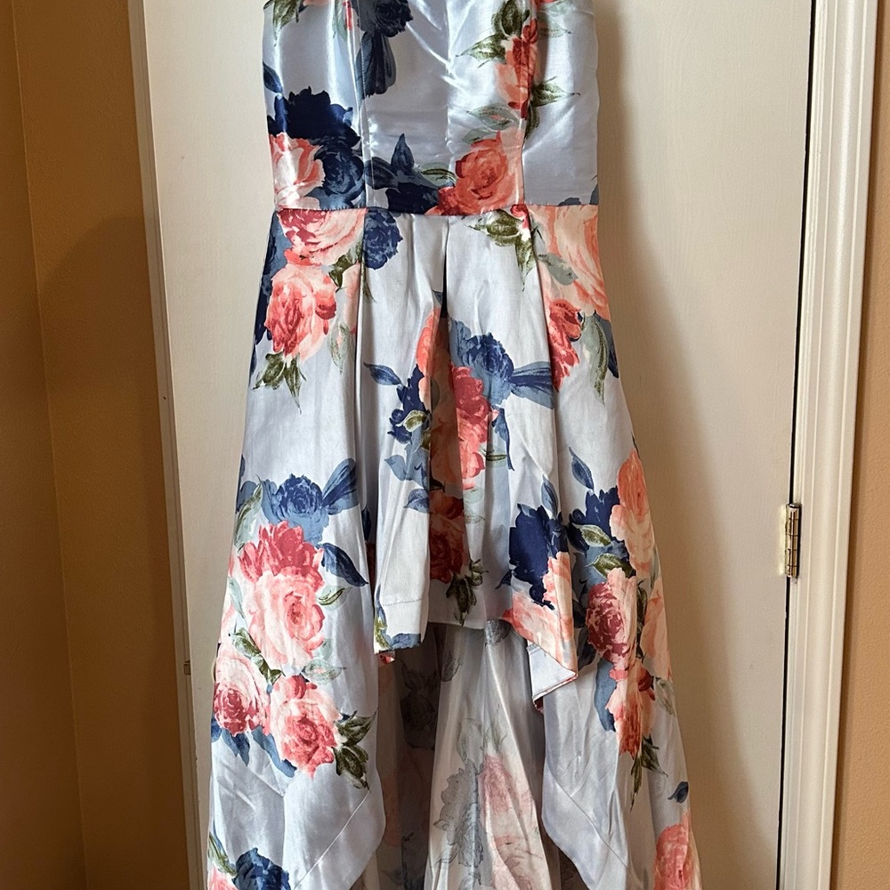 Macy's Floral High Low Dress - Blue and Pink